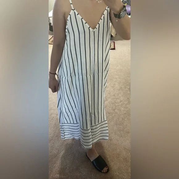 Terzo Millennio Striped Linen Dress Sz Medium - Picture 5 of 9